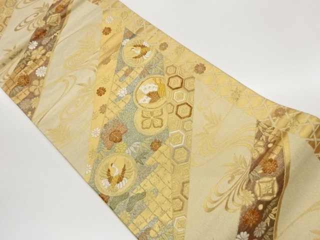 JAPANESE FUKURO OBI / WOVEN BUTTERFLY & KIKKO PATTERN